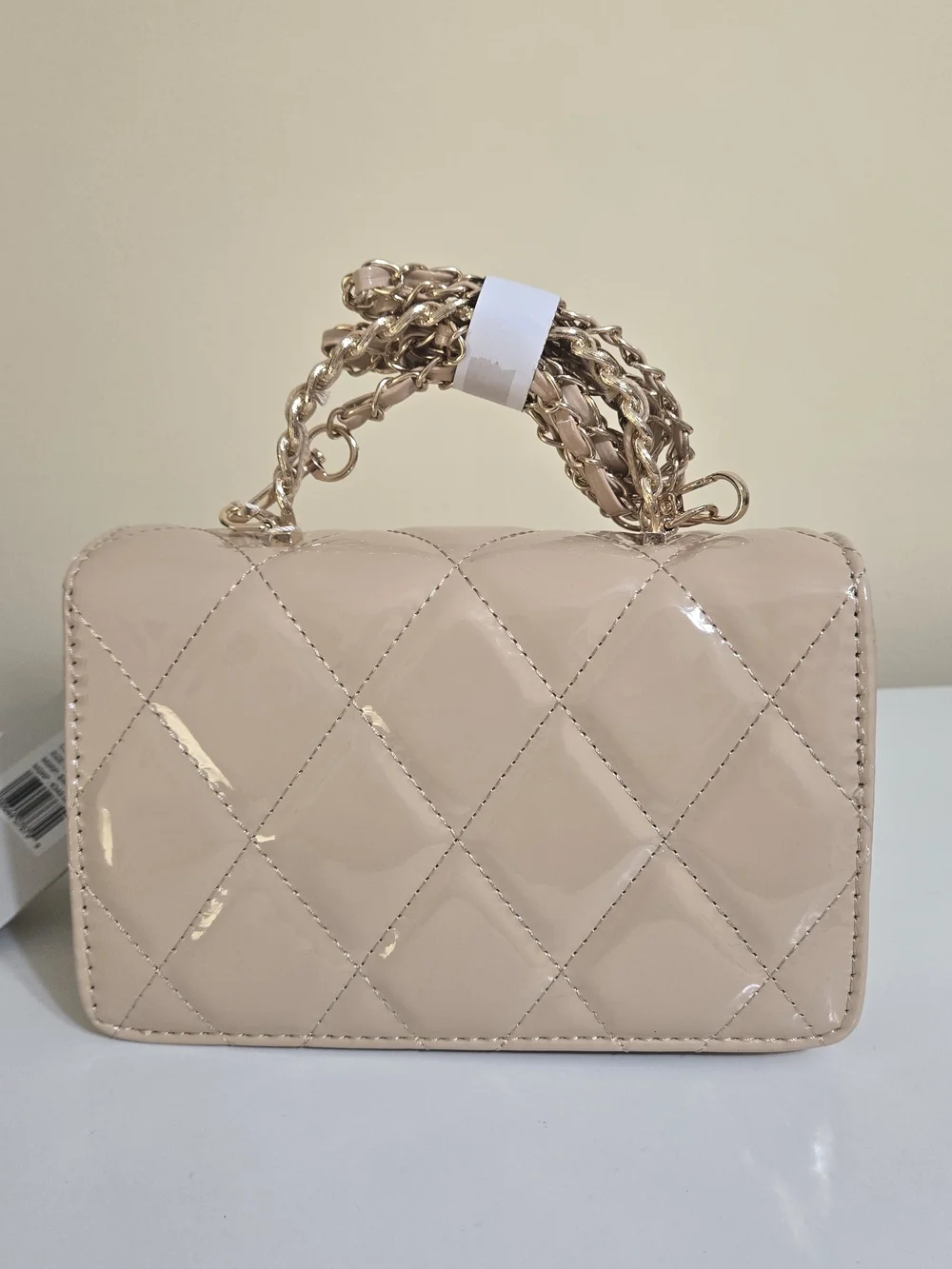 Valentino Orlandi Quilted Patent Vegan Leather Shoulder Bag in Nude - Picture 3 of 12
